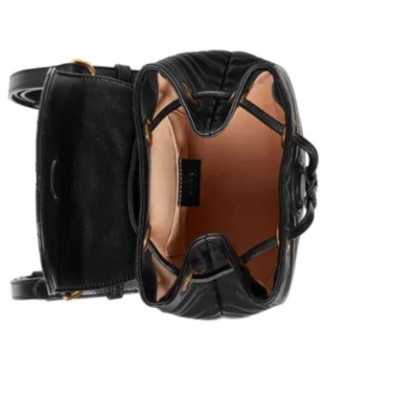 Gucci Chevron Marmont Leather Backpack in Black NEW WITH DUSTBAG - Picture 9 of 10